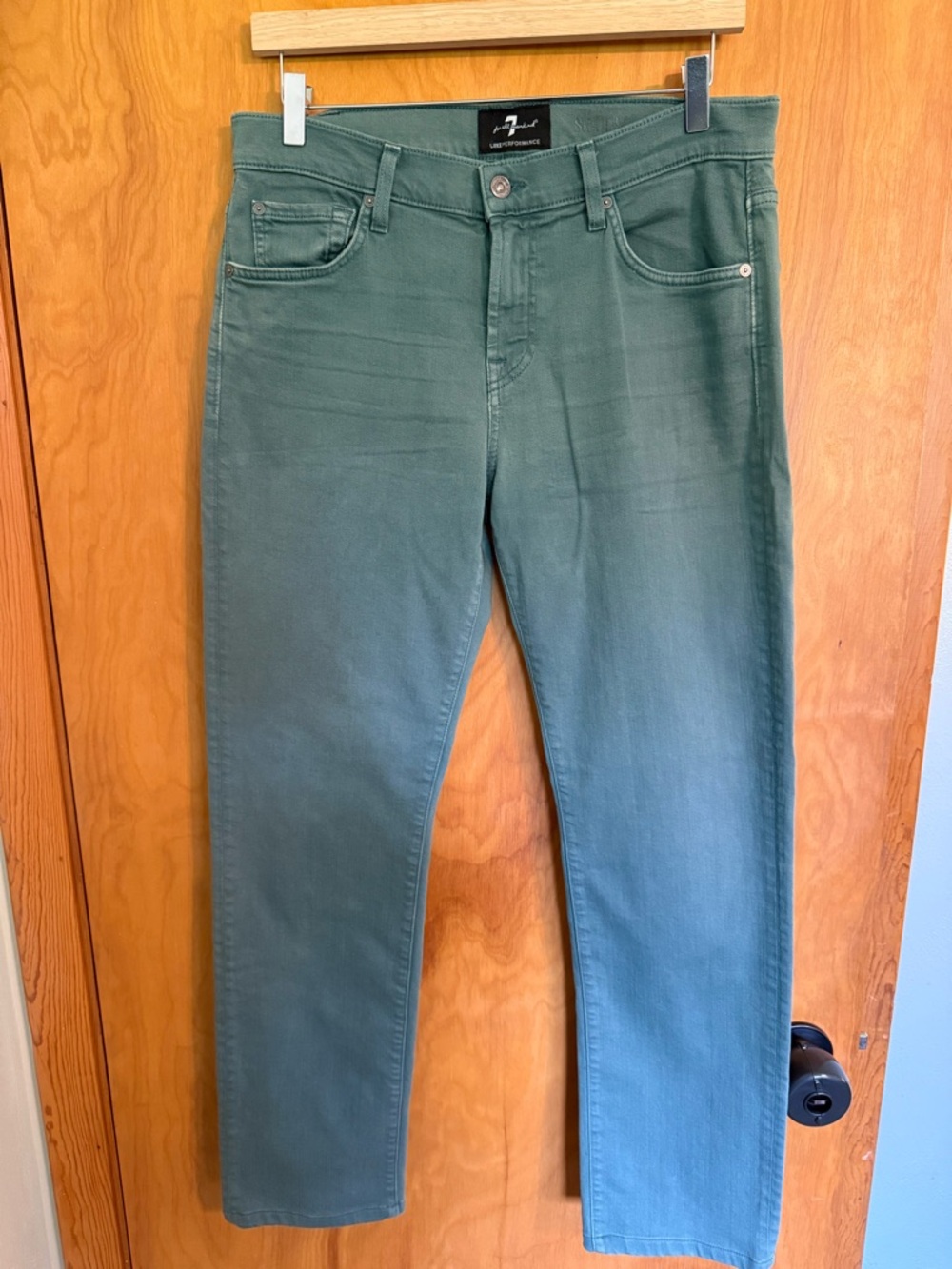 7 for all Mankind Luxe Performance Slimmy Teal Green Jeans Men’s Size 32